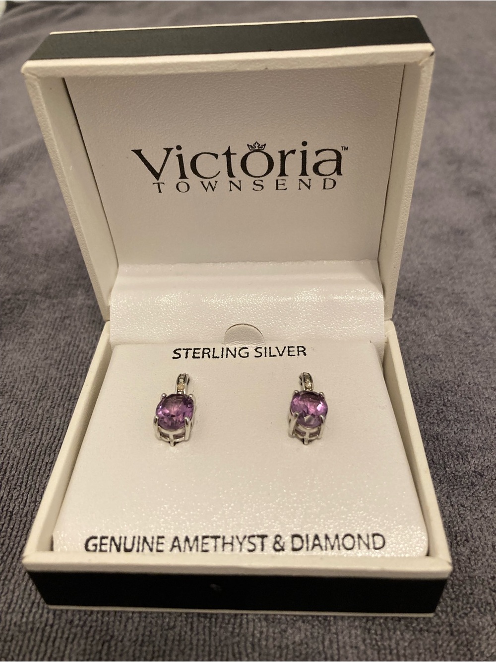 💜NEW Victoria Townsend Sterling Silver Amethyst & Diamond Earrings